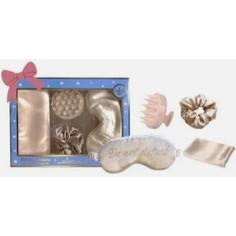 Holler & Glow Bedtime Basics 4-Piece Set Silk Eye Mask Scrunchie Scalp Massager - Picture 3 of 8